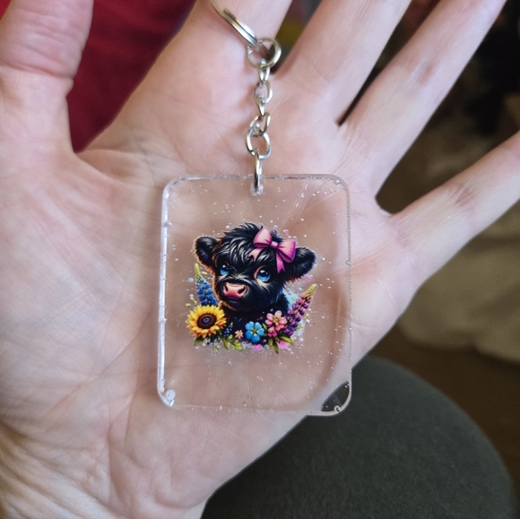 Hand Crafted Accessories - Cute Cow Keychain Hand Crafted Resin